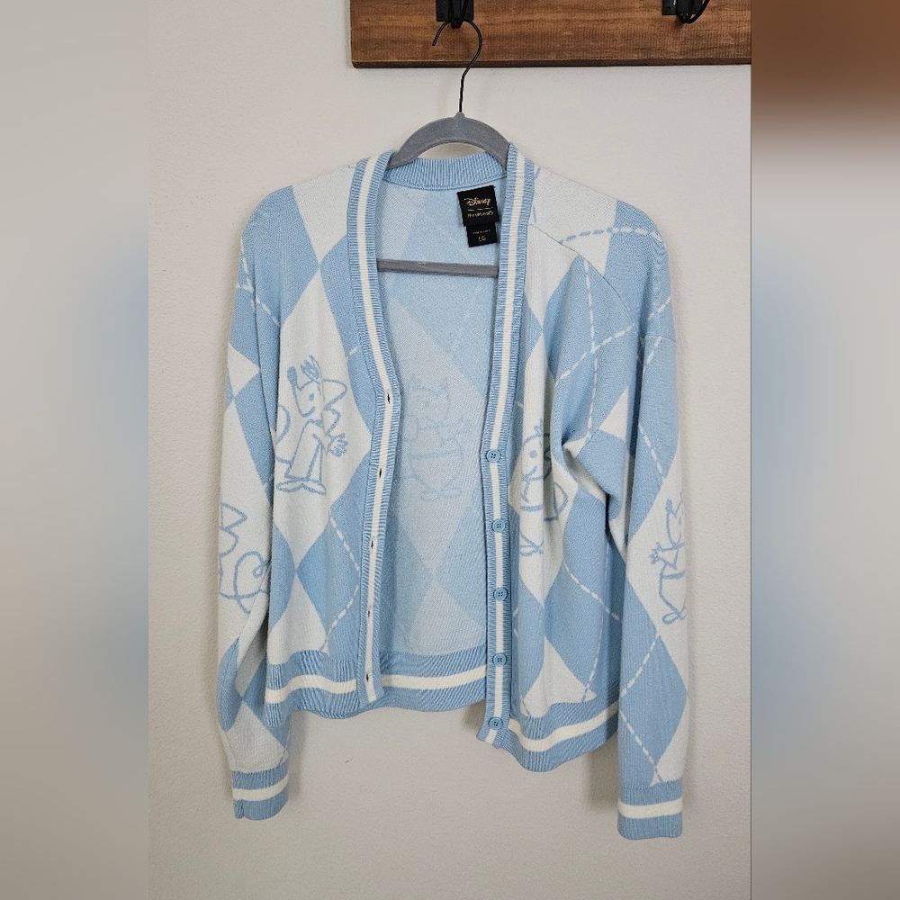 Pale Blue and White Cardigan with Pattern